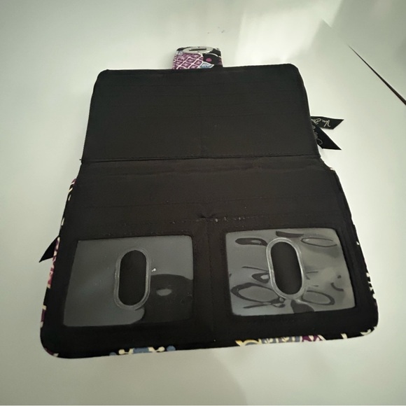 Vera Bradley Black and Purple Quilted Wallet with Paisley Design - Picture 3 of 5